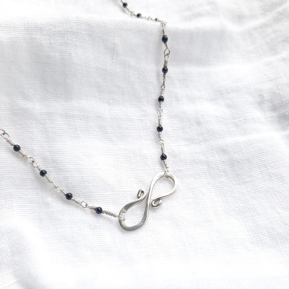 Sterling Silver Choker Chain,  Infinity Pendant